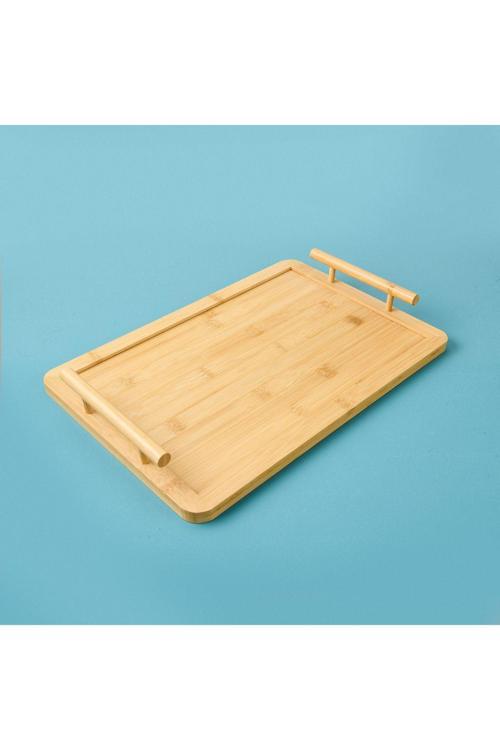 Kulplu Bambu Tepsi - Krem - 27X40 Cm