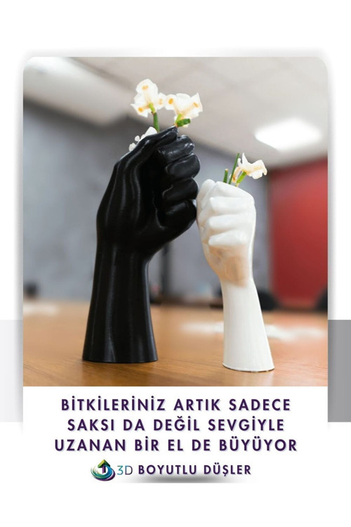 El Şeklinde Dekoratif Mermer Desenvazo