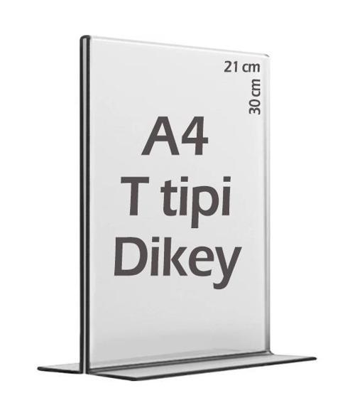 A4 T-Tipi Dikey Şeffaf Pleksi Föylük Menü Broşür Etiket Fotoğraflık Albüm Stand Sehpa Fiyatlık