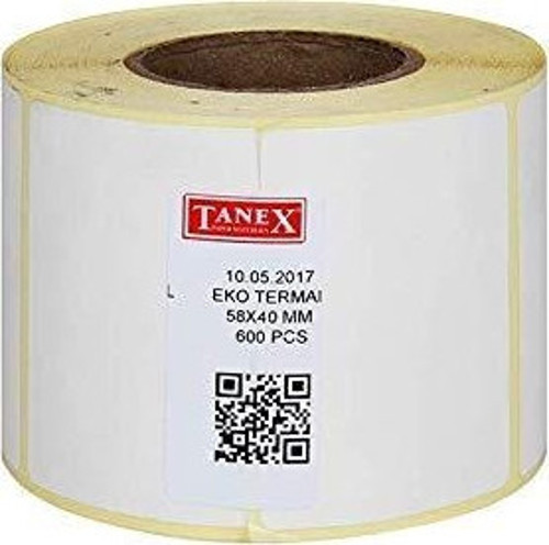 Barkod Etiketi Termal Eco 58X40 Mm 40 Mm Çap 600 Lü 1 Li (16 Lı Paket)
