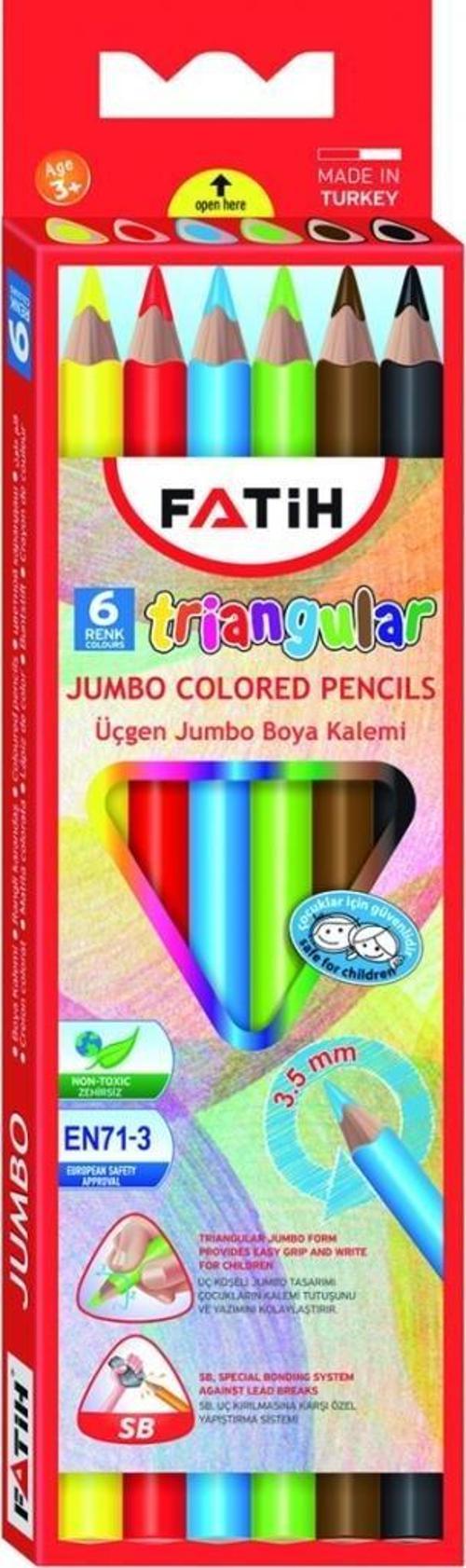 Kuru Boya Kalemi Triangular Tam Boy Jumbo Üçgen 6 Renk 3,5 Mm 33490