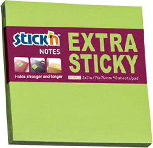 Hopax Stickn 21672 Extra Yapışkanlı Not Kağıdı Extra 90 Yaprak 76X76 Mm Neon Yeşil (12 Koçan)