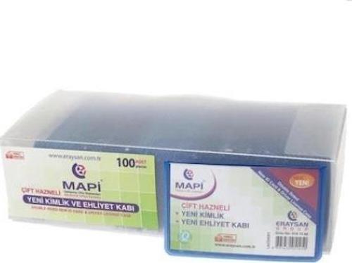 Kart Kabı Ehliyet Yeni Kimlik Çift Hazneli 100 Lü Lacivert 910 12 62 (1 Paket 100 Adet)