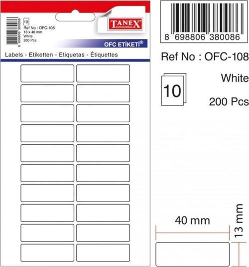 Ofc-108 Ofis Etiketi Poşetli 13X40 Mm Beyaz (10 Lu Paket)