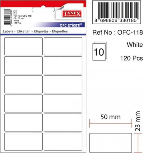 Ofc-118 Ofis Etiketi Poşetli 23X50 Mm Beyaz (10 Lu Paket)