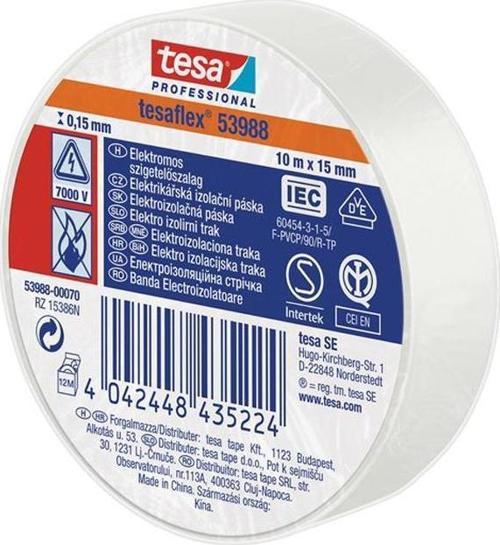 Elektrik Izolasyon Bandı Beyaz 10 Metre X 15 Mm 53988-00065-00 10 Lu (1 Paket 10 Adet)