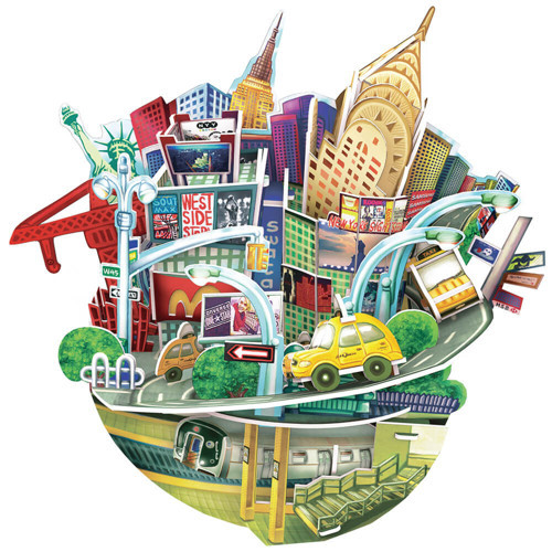 3D 55 Parça Puzzle New York Şehir Kompozisyonu