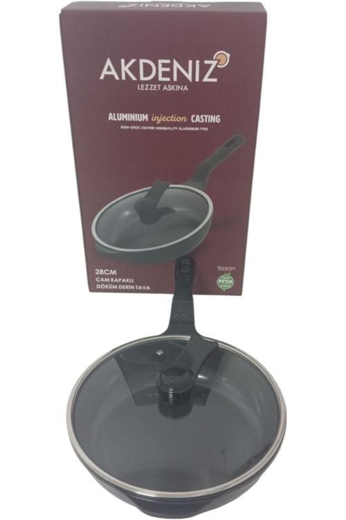 Shellix 28 Cm Cam Kapaklı Siyah Döküm Derin Tava