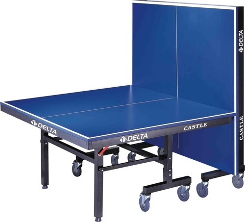 Castle 25 mm Top Level Katlanabilir Mavi Masa Tenisi Masası + Ağ-Demir + 2 Raket + 6 Top