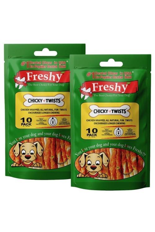 Chicky Twist - 20 Adet Tavuk Etli Burgu Çubuk - 180g - Taze Et Ile Hazırlanmıştır - 2'li Set