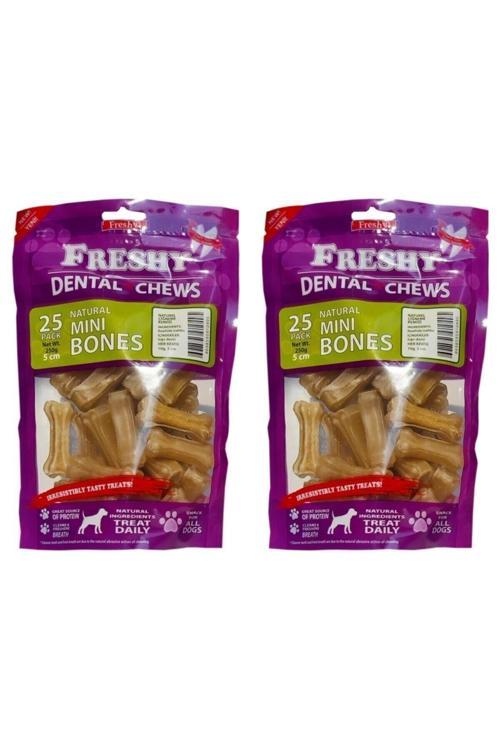 Dental Natürel Pres Köpek Kemirme Kemiği 2'li Set - 5 Santim - 50'li Paket - Toplam 500g.