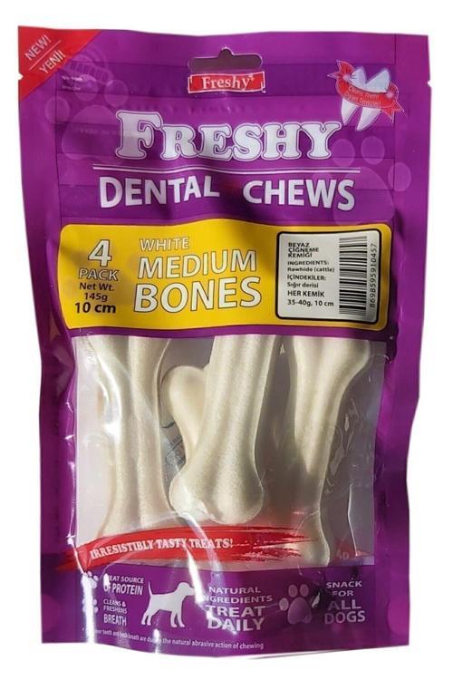 Orta Boy Beyaz Dental Pres Kemik 10 Santim 4 Inç 4'lü Paket Toplam 145 Gram
