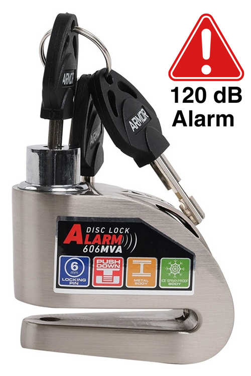 Armor 606MVA 6 Mm 120 Uyumlu Desibel Motosiklet Alarmlı Disk Kilidi Kesilmez Çelik