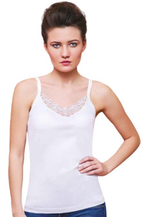 6'Lı Paket Bayan Ribana Ince Askılı Atlet Beyaz 10506