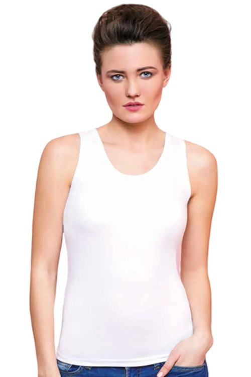 6'Lı Beyaz Geniş Askılı Elastan Atlet 10016