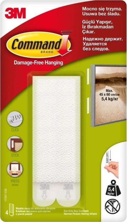 Command Orta Boy Dar Cırt Bant Askı Bandı (Tablo Asma Bandı) 5,4 Kg Kapsiteli 17207