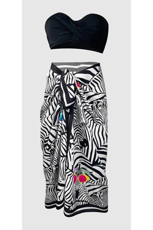 Lana- Gözlüklü Zebra Desen Pareo Iç Göstermeyen Parlak Kumaş-95Cm*145Cm
