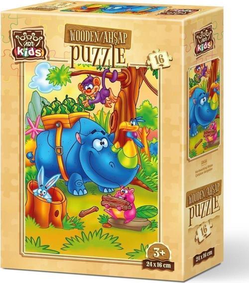 16 Parça Ahşap Puzzle Çalışkan Gergedan 5856