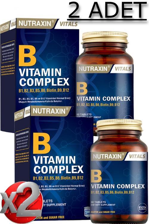 2 Adet B Vitamin Complex 60 Adet Tablet - (B1-B2-B3-B5-B6-Biotin-B12)
