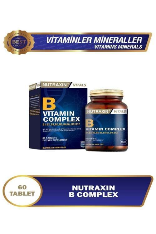 B Complex Vitamin 60 Kapsül B1, B2, B3, B5, B6, B12 Vitaminleri İçeren Takviye Edici Gıda