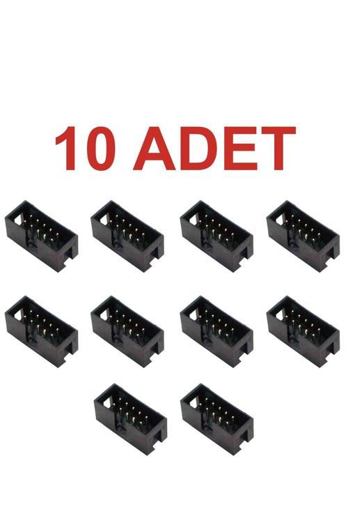 10 Adet 10 Pin Idc Konnektör Erkek 180 Derece