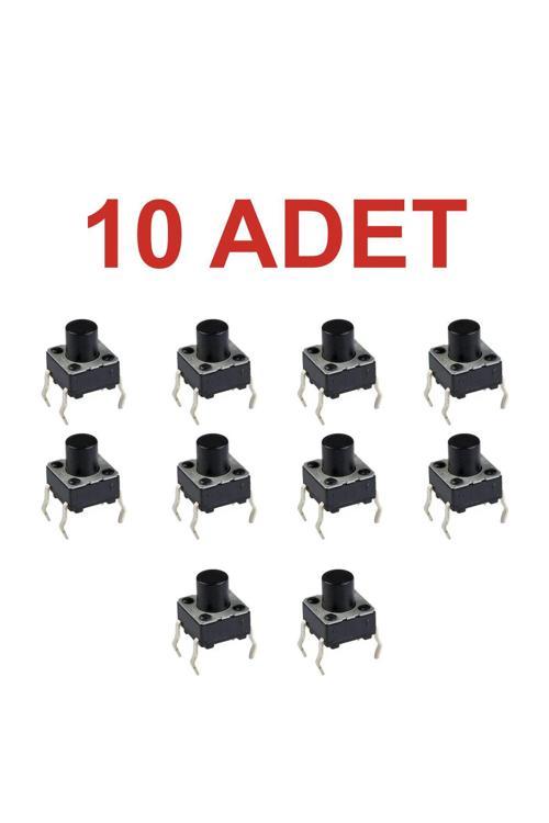10 Adet Push Button Buton Tach Switch 6X6 10Mm ( 4 Bacak )