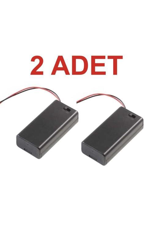 2 Adet 2Li Aa Pil Yuvası (Kapaklı Ve Switchli) Anahtarlı