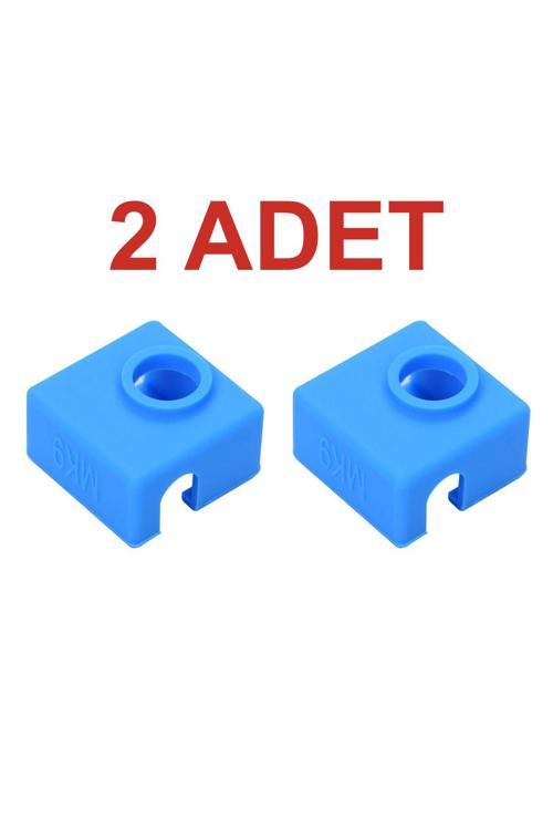 2 Adet 3D Yazıcı E3D-V6 Mk8 / Mk9 Alüminyum Isıtıcı Blok Silikon Kılıfı - Mavi