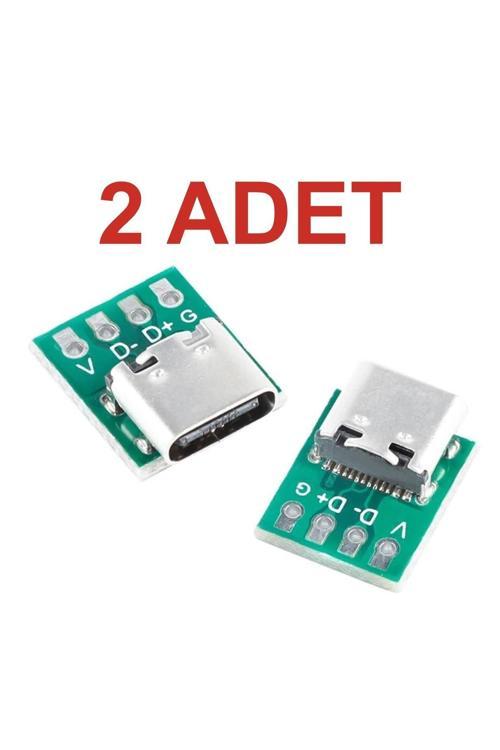 2 Adet Usb Type C 4 Pin Dıp Çevirici 2.54 Mm – Type C Adaptör Pcb