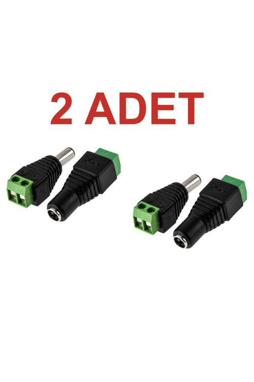 2 Set 2.1Mm Dc Power Dişi Jak Klemensli Erkek Jack Cctv Konnektör Toplam 4 Parça
