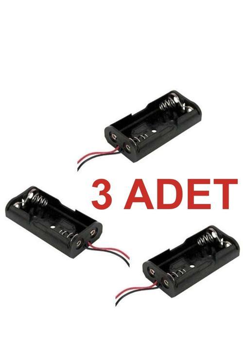 3 Adet 2Li Aa Pil Yuvası Kablolu Battery Holder Switch’Siz