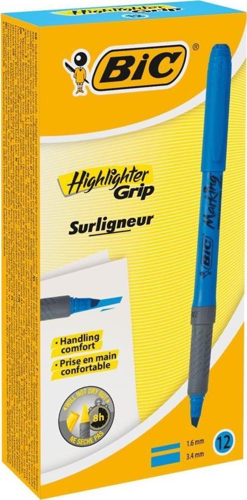 Marking Highlighter Grip Kalem Tipi Fosforlu İşaret Kalemi 1,6 - 3,4 Mm Mavi (12 Li Kutu) 811931
