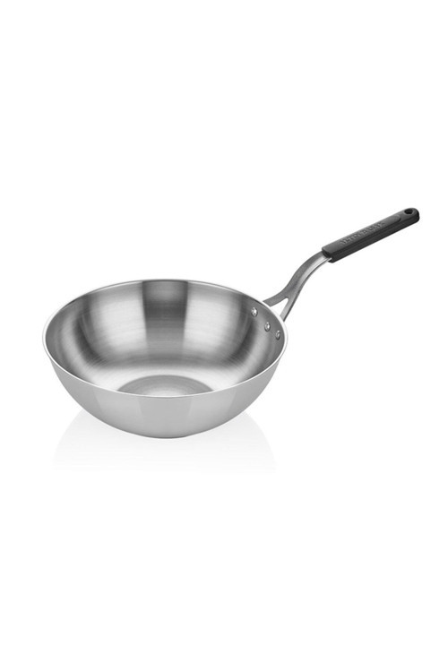 Çelik Wok Tava - Silikonlu Sap 32S Cm
