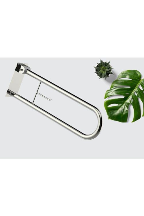 Dux Engelli Mafsallı Kağıtlıklı Klozet Yanı Tutunma Barı (Katlanı