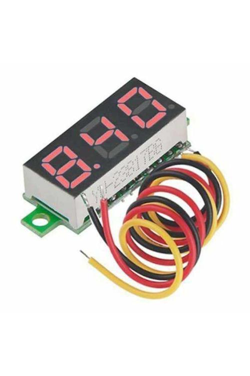 Dijital Mini Voltmetre Dc 0V-100V Gerilim - Voltaj Ölçer 3 Kablo