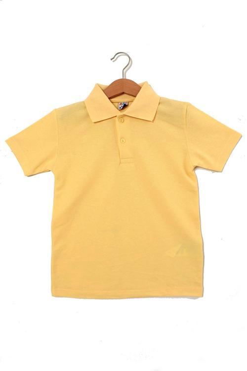 Erkek Çocuk Kısa Kollu Sarı Polo Yaka Tişört - Pamuklu Günlük Okul Kıyafeti