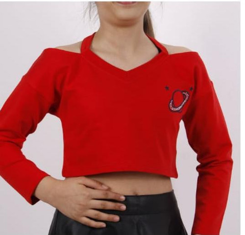 Toontoy Kız Çocuk Gezegen Baskılı Crop Tişört