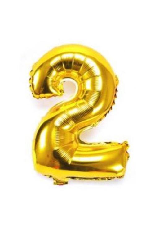 Folyo Balon Rakam 2 Gold 16 Inc 36 Cm Pakette 1 Adet