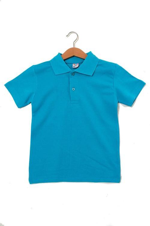 Erkek Çocuk Kısa Kollu Turkuaz Polo Yaka Tişört - Pamuklu Günlük Okul Kıyafeti