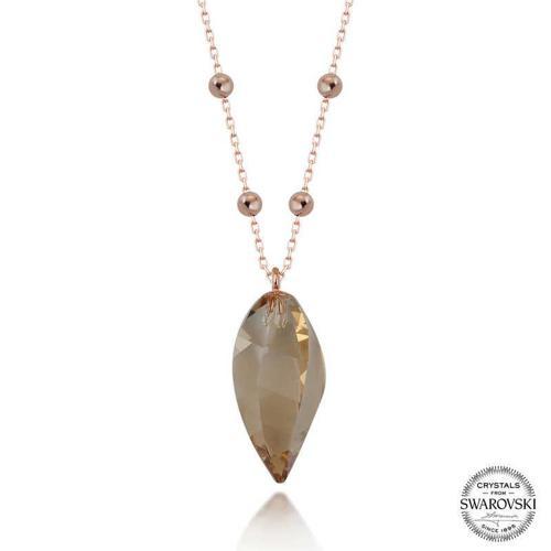 Crystal Taşlı Rose Top Zincir Gümüş Kadın Kolye SL5665