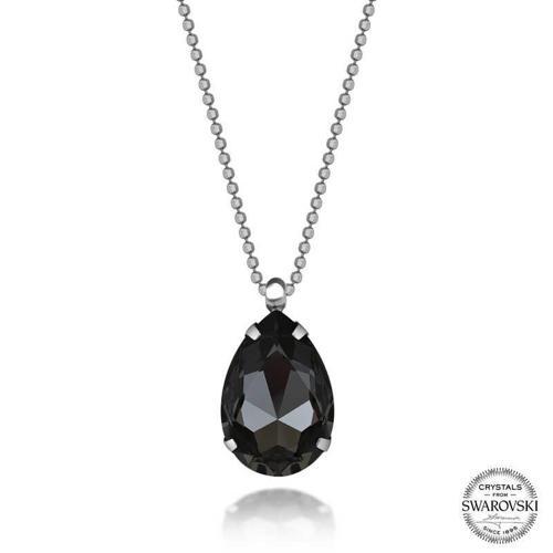 Crystal Taşlı Top Zincir Damla Gümüş Kadın Kolye SL5666