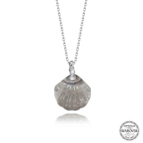 Swarovski Crystal Taşlı Deniz Kabuğu Gümüş Kadın Kolye SL5496