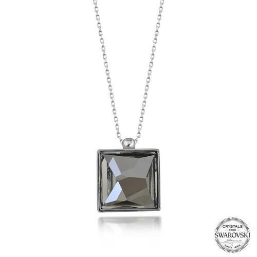 Swarovski Crystal Taşlı Kare Gümüş Kadın Kolye  SL5593