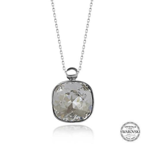 Swarovski Crystal Taşlı Kare Gümüş Kadın Kolye SL5494