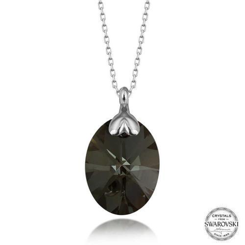 Swarovski Crystal Taşlı Oval Gümüş Kadın Kolye  SL5600