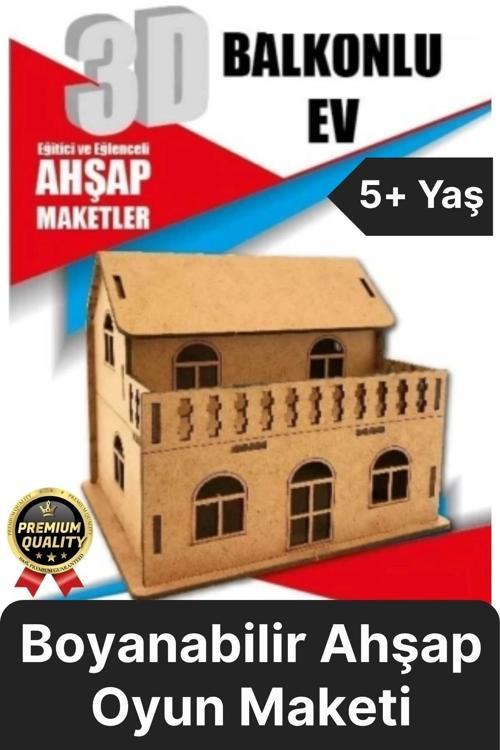 Premium Çocuk Eğitici Öğretici Zeka Geliştirici Boyanabilir 3 Boyutlu Demonte Ahşap Oyun Maketi