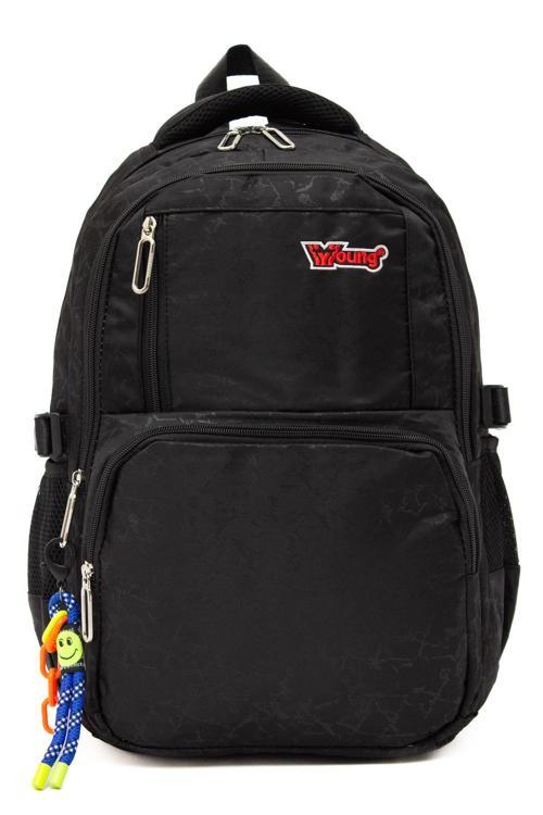 Young 51583 Black Siyah Unisex Çok Cepli Anahtarlık Aksesuarlı Suya Dayanıklı Kapaklı Sırt Çantası