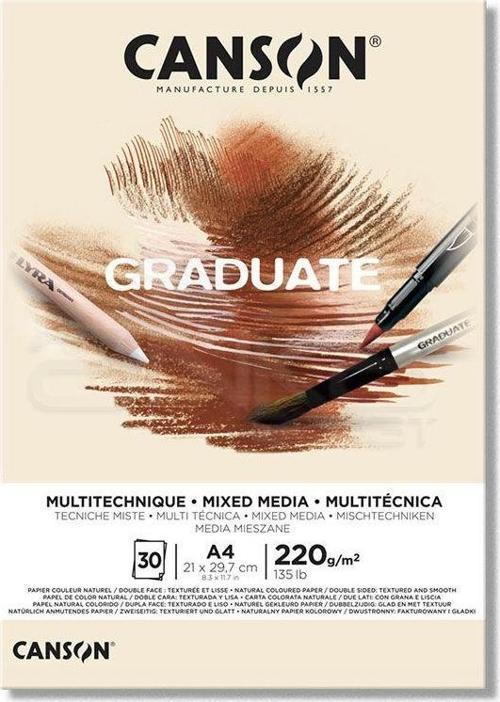 A4 Çizim Bloğu (Çizim Defteri) Graduate Mix Media Natural 30 Yaprak 220 Gram 400110368