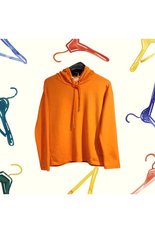 Yumuşak Dokulu Modal İçeren Kapüşonlu Kadın Sweatshirt Turuncu S - M