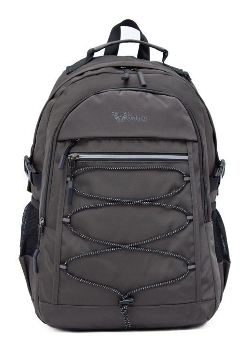 Young 51537 Grey Gri Unisex Çok Cepli Laptop Bölmeli Suya Dayanıklı Sırt Çantası